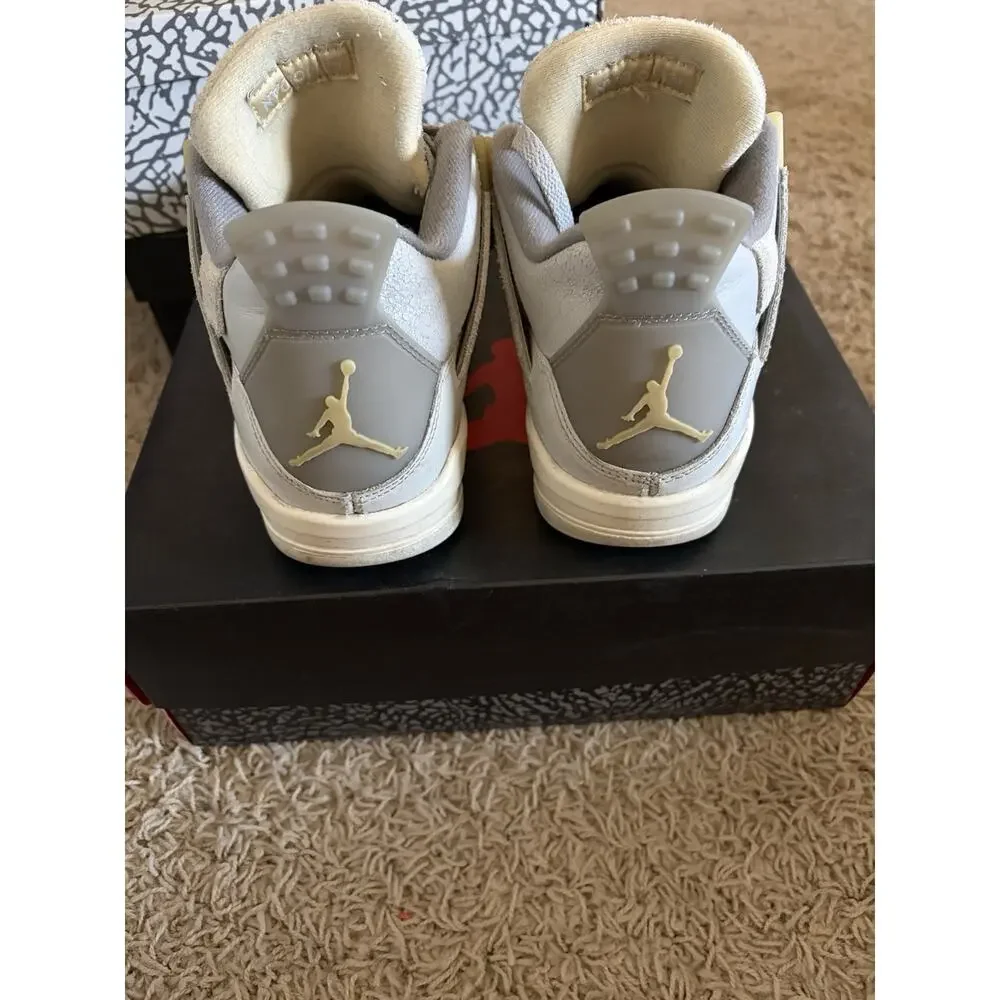 Jordan Air Jordan 4 Gray/White Leather Lace Up Unisex Kids Sneaker US 6y